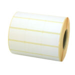 Hvid termoetiket 3-delt permanent lim 105x23 mm.