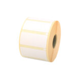 Hvid termoetiket med sensorhul permanent lim 55x25 mm.