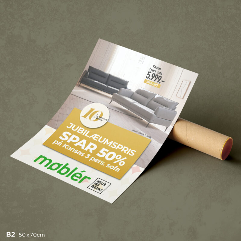 B2 plakat - 50x70 cm. - Med eget layout