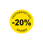 Gul rabatetiket -20% med aftagelig lim Ø37 mm.