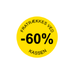 Gul rabatetiket -60% med aftagelig lim Ø37 mm.
