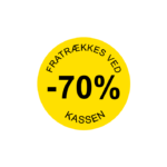 Gul rabatetiket -70% med aftagelig lim Ø37 mm.