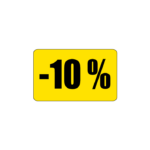 Gul rabatetiket -10% - 37x23 mm.