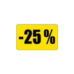 Gul rabatetiket -25% - 37x23 mm.