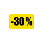 Gul rabatetiket -30% - 37x23 mm.