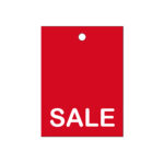Sale-hængemærker i karton 45x66 mm.