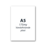 Vandafvisende hvid plastskilt A5 - 14,8x21 cm.