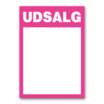 Pink UDSALG skilt A4 - Karton 320 g - 210x297 mm. kasse med 100 ark.