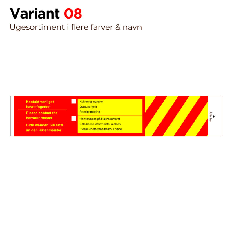 Betalingsmærke - Kontakt Havnefogeden standard - 40x210 mm - Var. 08