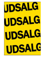 A0 UDSALG plakat med gentagende tekst i gul/sort 84x118,9 cm.
