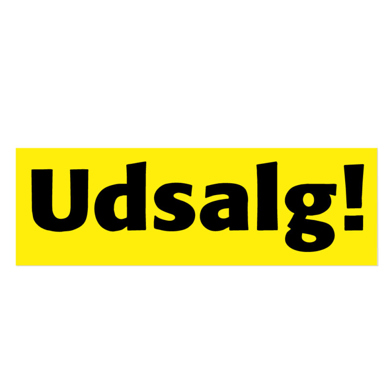 Vinylstreamers udsalg Gul og sort tekst 120x29 cm.