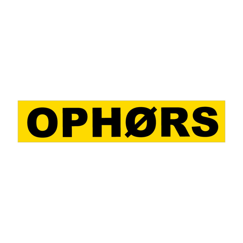 Kombinationsskilt "OPHØRS" vinylstreamers - 70x16cm.