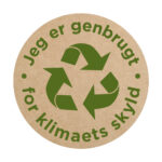 Jeg er genbrugt for miljøets skyld - etiket  Ø70 mm.