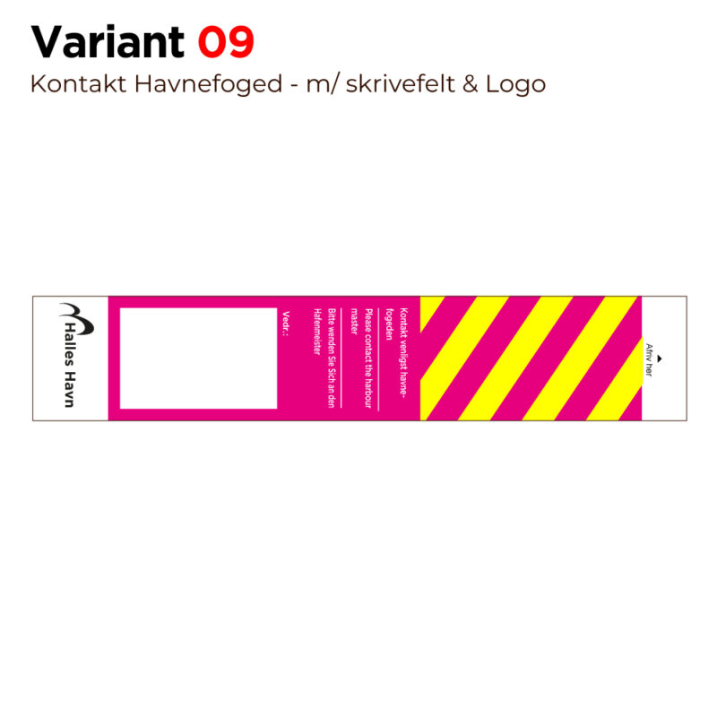 Betalingsmærke/kontaktmærke med eget tryk og logo - 40x210mm. Var. 09