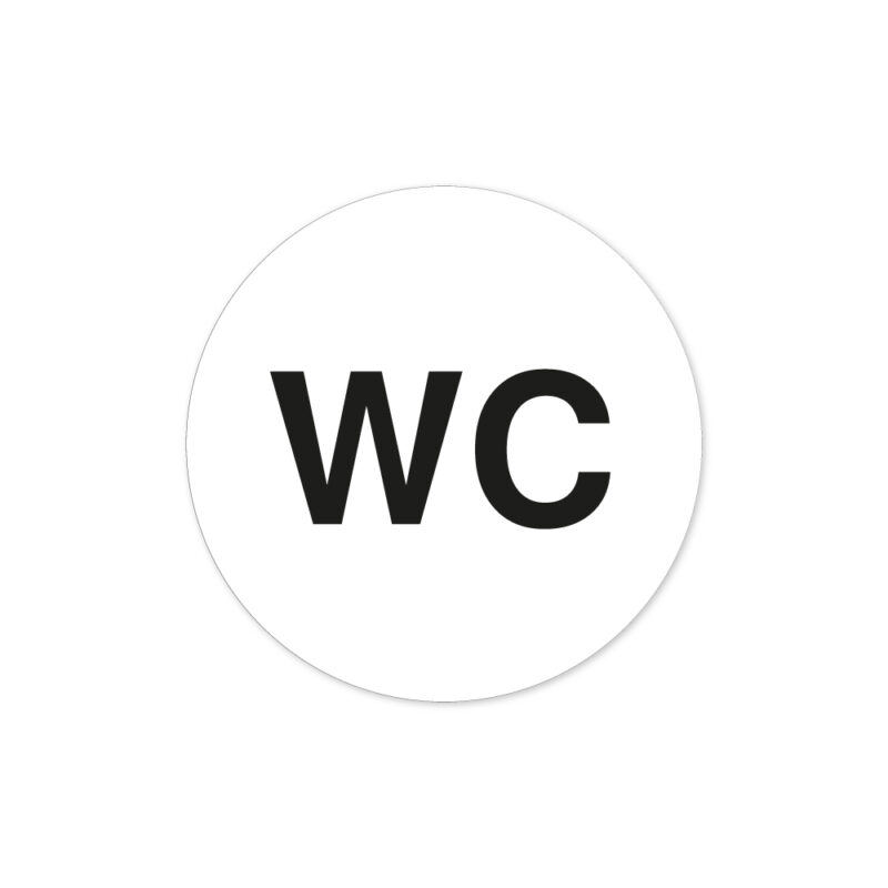 WC Piktogram – Tekst “WC” Ø10 cm