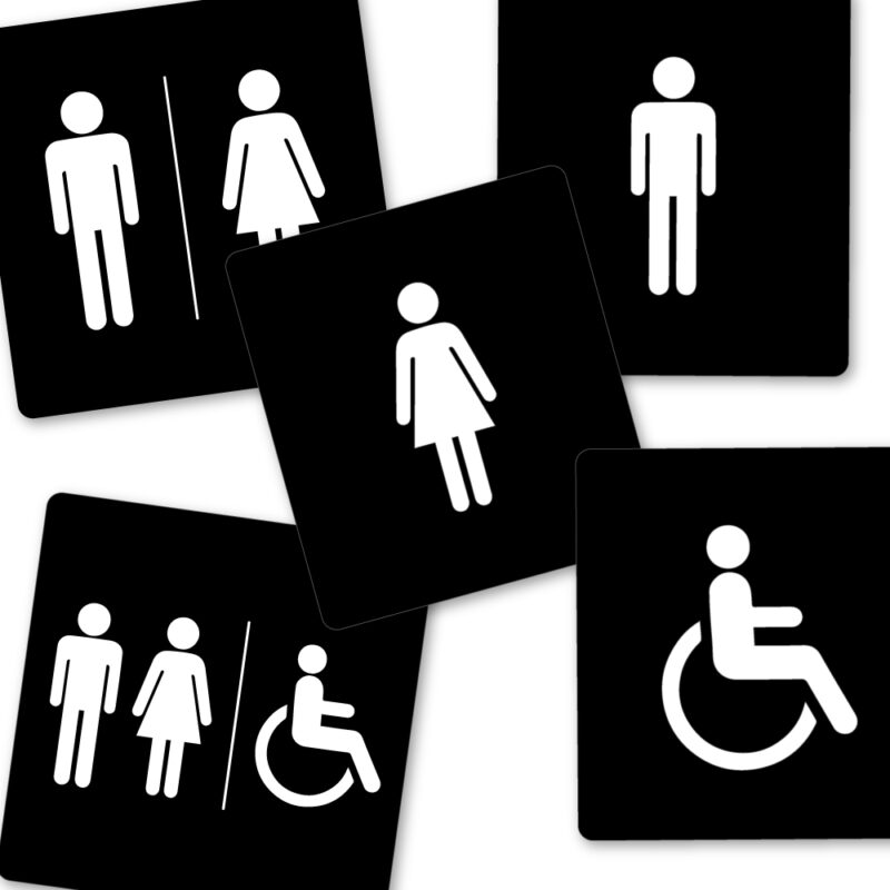 Piktogram Sæt – Sort 6 stk. (200x200 mm & 180x200 mm)