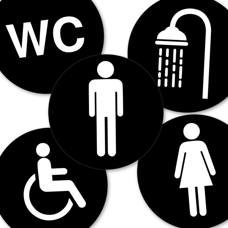 Piktogram Sæt – Ø10 cm 5 stk. (Sort)