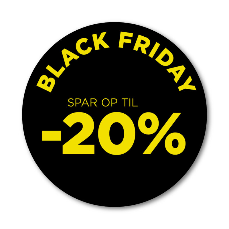 Black Friday rudesticker til vinduet - 20%- Ø32 (Gul)