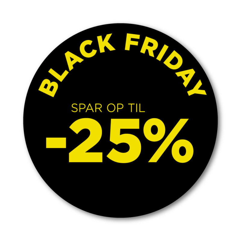 Black Friday rudesticker til vinduet - 25%- Ø32 (Gul)