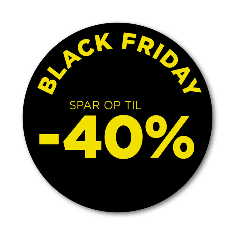 Black Friday rudesticker til vinduet - 40%- Ø32 (Gul)