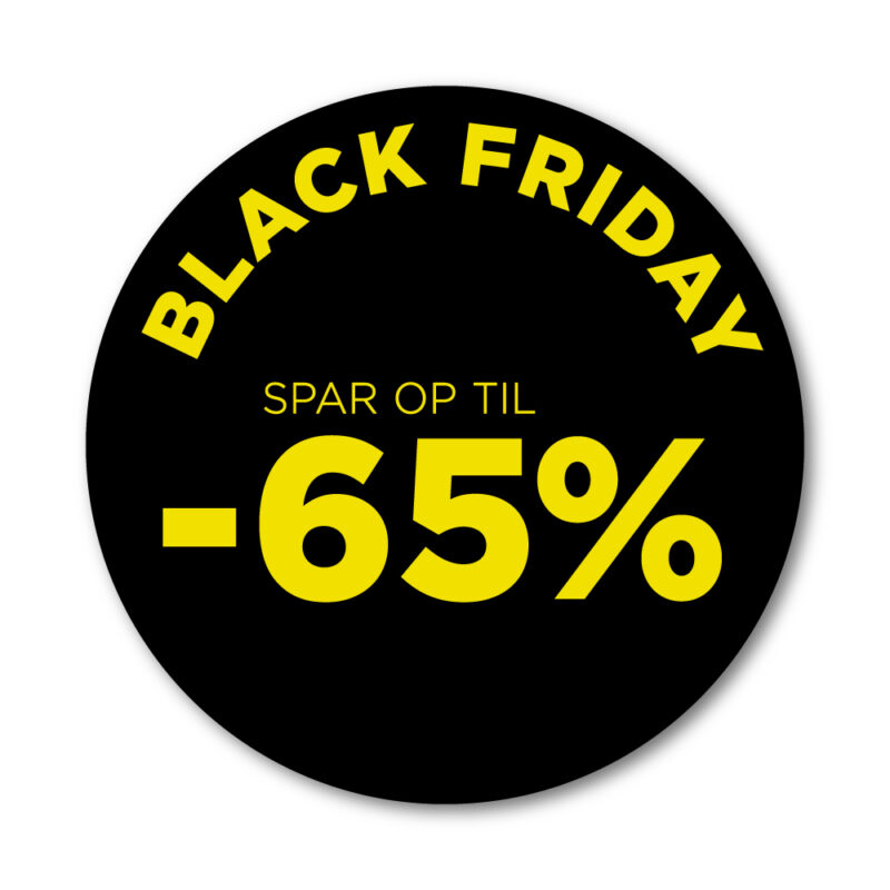 Black Friday rudesticker til vinduet - 65% - Ø32 (Gul)