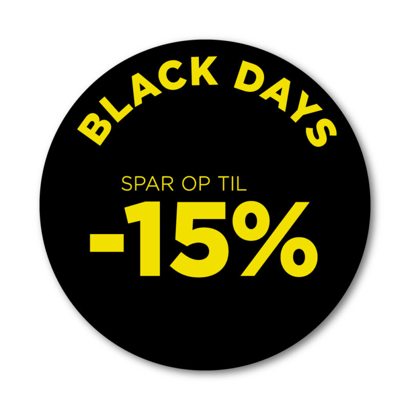 Black Days rudesticker til vinduet - 15%  - Ø32 (Gul)