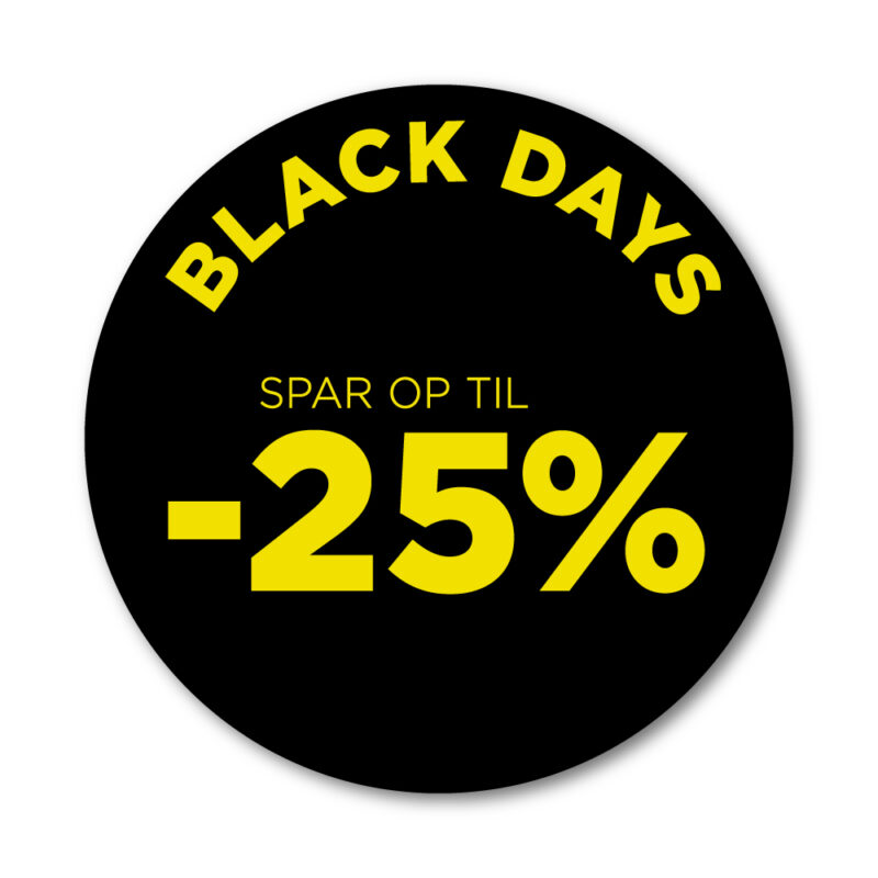 Black Days rudesticker til vinduet - 25% - Ø32 (Gul)
