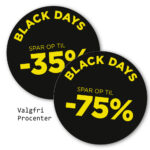 Black Days rudesticker til vinduet - VALGFRI Procent  - Ø32 (Gul)