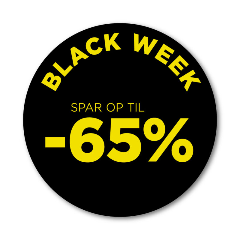 Black Week rudesticker til vinduet - 65% - Ø32 (Gul)