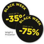 Black Week rudesticker til vinduet - VALGFRI Procent  - Ø32 (Gul)