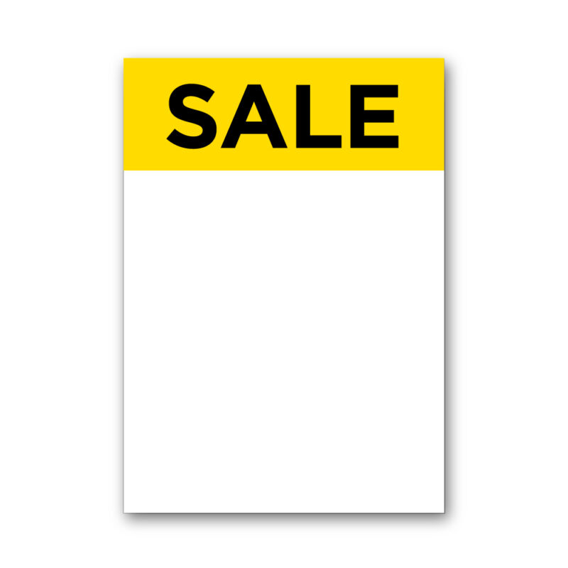 Gul SALE skilt A3 - Karton 300 g - 297x420 mm. kasse med 50 ark.