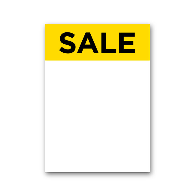 Gul SALE skilt A4 - Karton 300 g - 210x297 mm. kasse med 100 ark.
