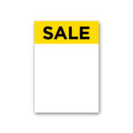 Gul SALE skilt A6 - Karton 300 g - 105x148 mm. kasse med 100 ark.