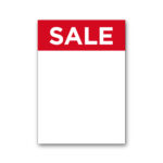 Rød SALE skilt A4 - Karton 300 g - 210x297 mm. kasse med 100 ark.