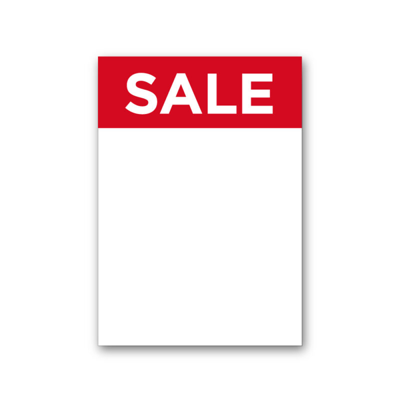 Rød SALE skilt A5 - Karton 300 g - 148x210 mm. kasse med 100 ark.