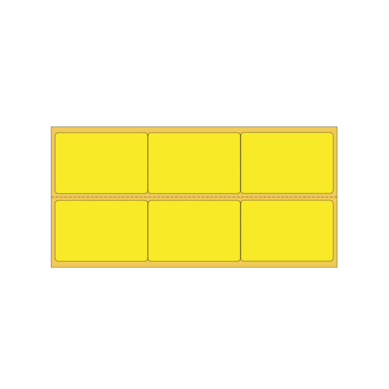 Gul 3-banet sko-thermo etiket 105x23mm - rulle med 1.500 stk.